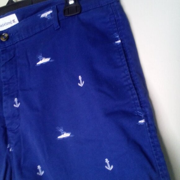Saddlebred Shorts Men 38 Casual Chino Boat Anchor Nautical Blue White - Picture 6 of 14